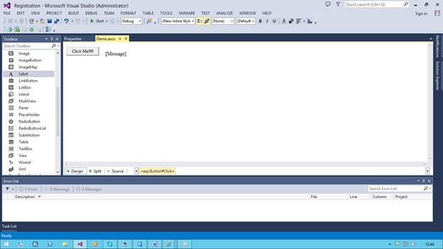 click action displayed